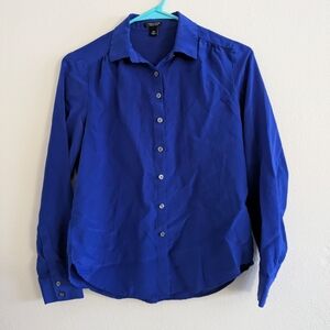 Ann Taylor Women's Royal Blue Button Down Shirt